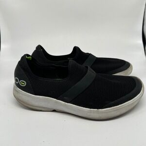 Oofos OOmg Mesh Low Shoes slides Black Recovery Slip On Sneakers Womens 9.5
